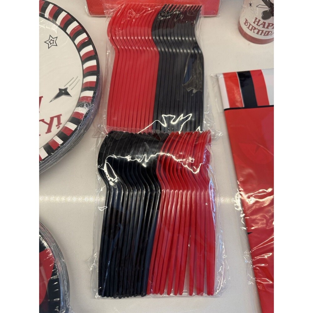 Ninja Birthday Party Supplies serves 24 Dinner Plates Dessert Plates Cups Napkin - Picture 9 of 12